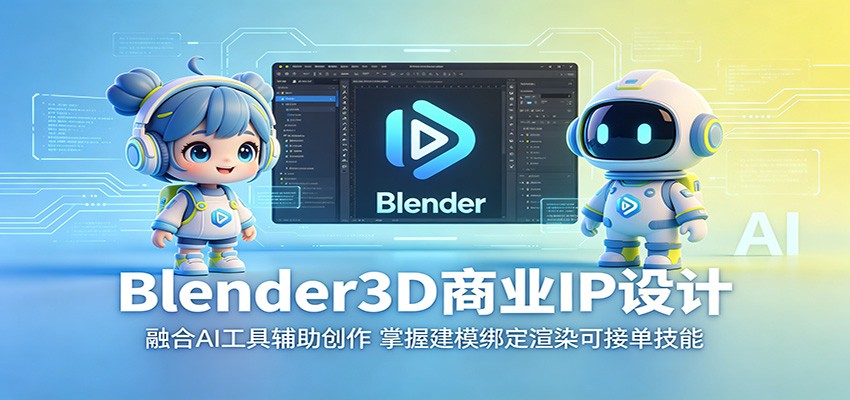 Blender3D商业IP设计：融合AI工具辅助创作，掌握建模绑定渲染可接单技能-Ai创业网