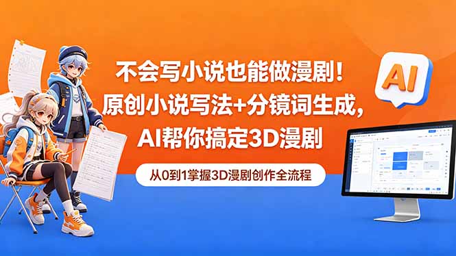 不会写小说也能做漫剧！原创小说写法+分镜词生成，AI帮你搞定3D漫剧-Ai创业网