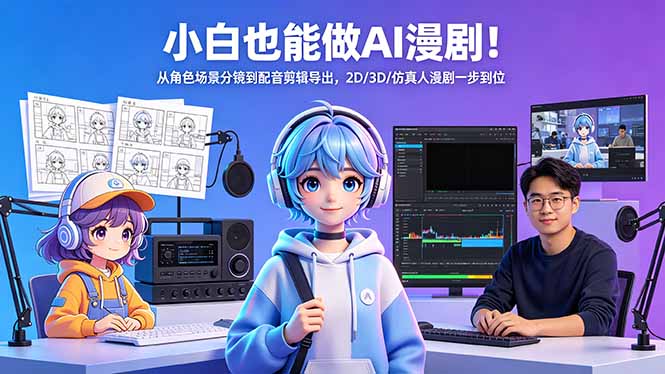 小白也能做AI漫剧！从角色场景分镜到配音剪辑导出，2D/3D/仿真人漫剧一步到位-Ai创业网