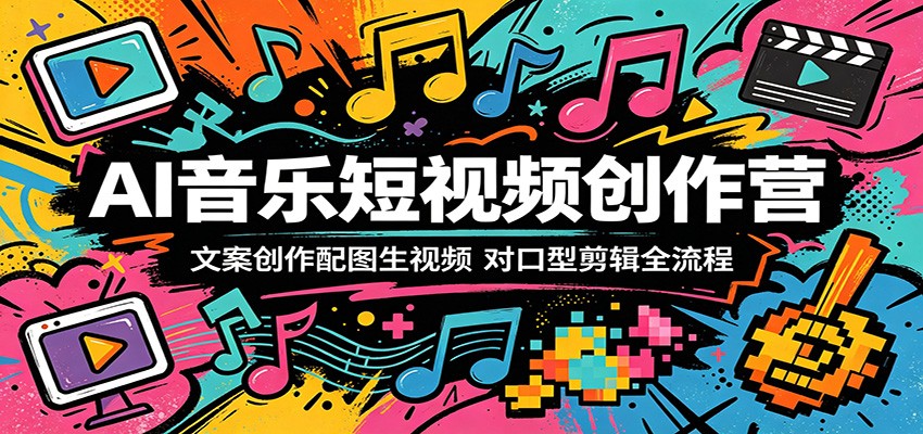 AI音乐短视频创作营：文案创作配图生视频，对口型剪辑全流程-Ai创业网