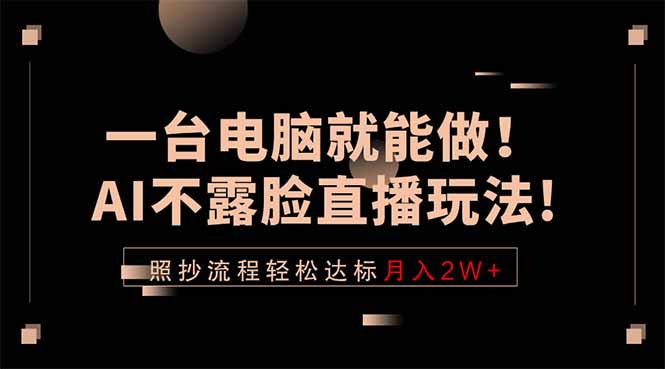 一台电脑就能做！AI不露脸直播玩法，照抄流程轻松达标月入2W+-Ai创业网