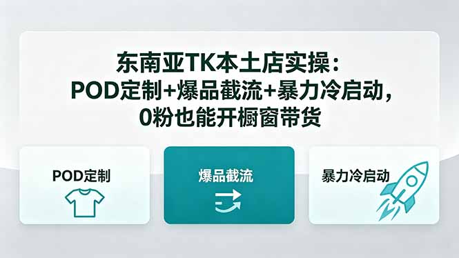 东南亚TK本土店实操：POD定制+爆品截流+暴力冷启动，0粉也能开橱窗带货-Ai创业网