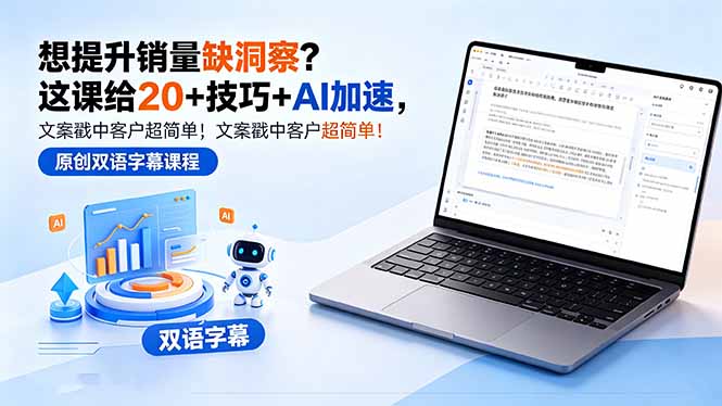 想提升销量缺洞察？这课给 20 + 技巧 + AI 加速，文案戳中客户超简单！【原创双语字幕】-Ai创业网