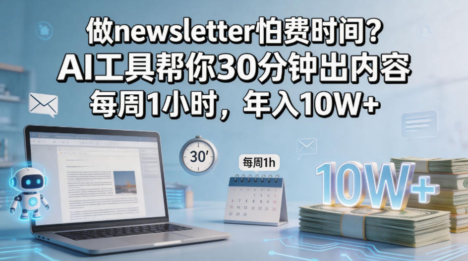 做newsletter怕费时间？AI工具帮你30分钟出内容，每周1小时，年入10W+！【原创双语字幕】-Ai创业网