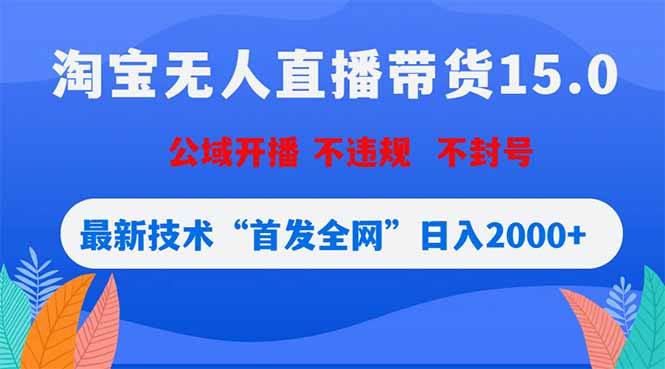 淘宝无人直播带货15.0，不封号，不违规，公域玩法，首发全网日入2000+-Ai创业网