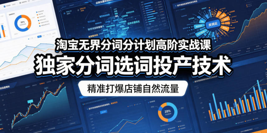 淘宝无界分词分计划高阶实战课，独家分词选词投产技术，精准打爆店铺自然流量-Ai创业网