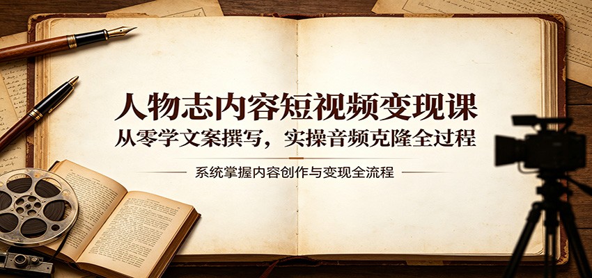 人物志内容短视频变现课：从零学文案撰写，实操音频克隆全过程-Ai创业网