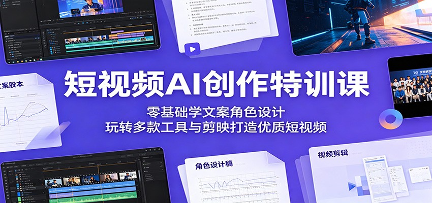短视频AI创作特训课：零基础学文案角色设计，玩转多款工具与剪映打造优质短视频-Ai创业网