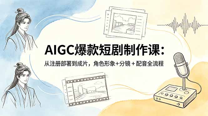 AIGC爆款短剧制作课：从注册部署到成片，角色形象+分镜+配音全流程-Ai创业网