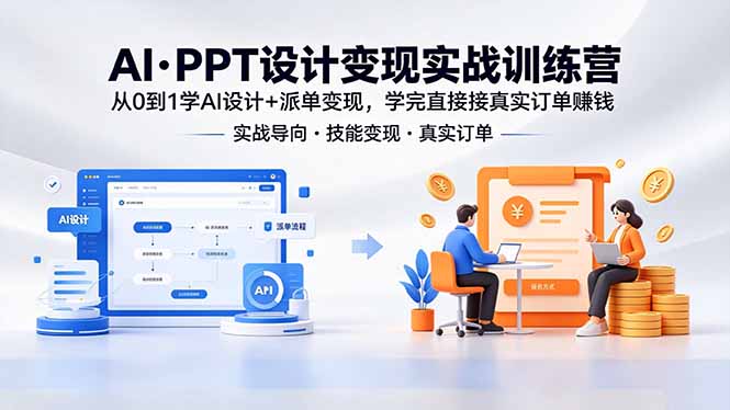 AI·PPT设计变现实战训练营，从0到1学AI设计+派单变现，学完直接接真实订单赚钱-Ai创业网