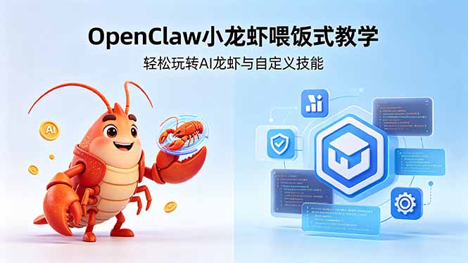 不用懂技术！OpenClaw小龙虾喂饭式教学，轻松玩转AI龙虾与自定义技能 (5月22更新-Ai创业网
