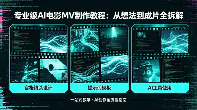 专业级AI电影MV制作教程，从想法到成片全拆解，宫格镜头+提示词模板+AI工具一站式教学-Ai创业网