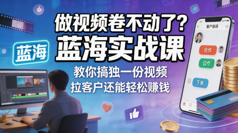 做视频卷不动了？蓝海实战课教你搞独一份视频，拉客户还能轻松賺钱！【原创双语字幕】-Ai创业网