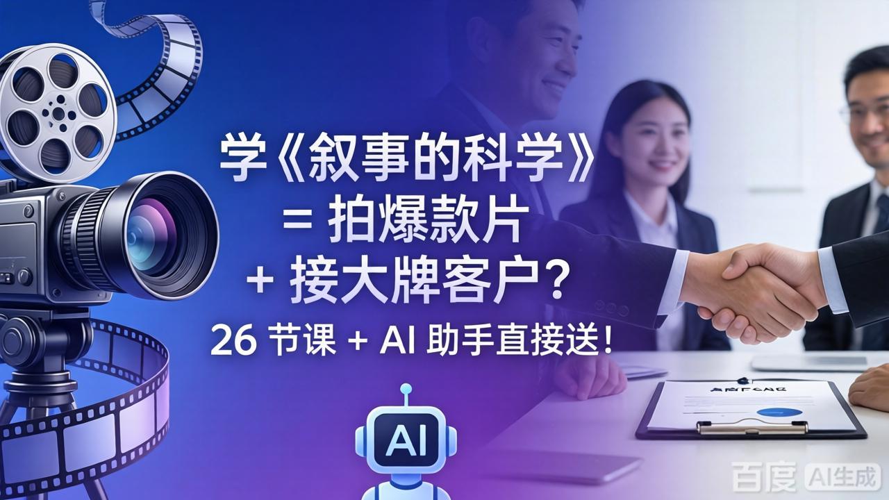 学《叙事的科学》= 拍爆款片 + 接大牌客户？26 节课 + AI 助手直接送！-Ai创业网
