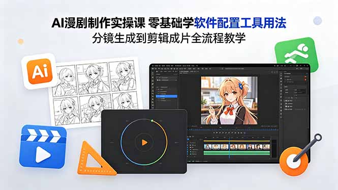 AI漫剧制作实操课 零基础学软件配置工具用法 分镜生成到剪辑成片全流程教学-Ai创业网