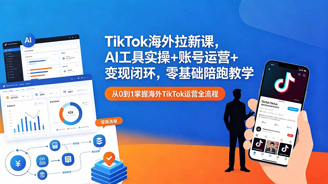 TikTok海外拉新课，AI工具实操+账号运营+变现闭环，零基础陪跑教学-Ai创业网