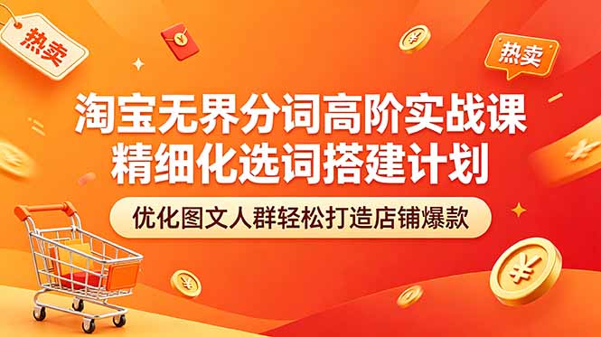 淘宝无界分词高阶实战课 精细化选词搭建计划 优化图文人群轻松打造店铺爆款-Ai创业网