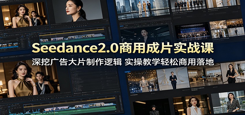 Seedance2.0商用成片实战课：深挖广告大片制作逻辑，实操教学轻松商用落地-Ai创业网