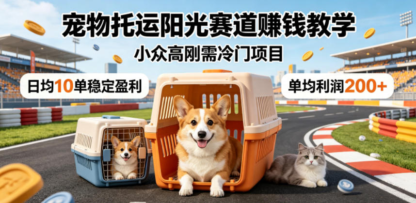 宠物托运阳光赛道賺钱教学，小众高刚需冷门项目，日均10单稳定盈利，单均利润200+-Ai创业网