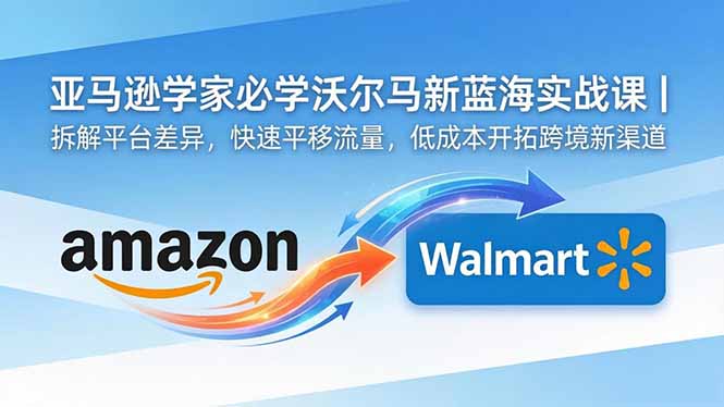 亚马逊卖家必学沃尔玛新蓝海实战课｜拆解平台差异，快速平移流量，低成本开拓跨境新渠道-Ai创业网