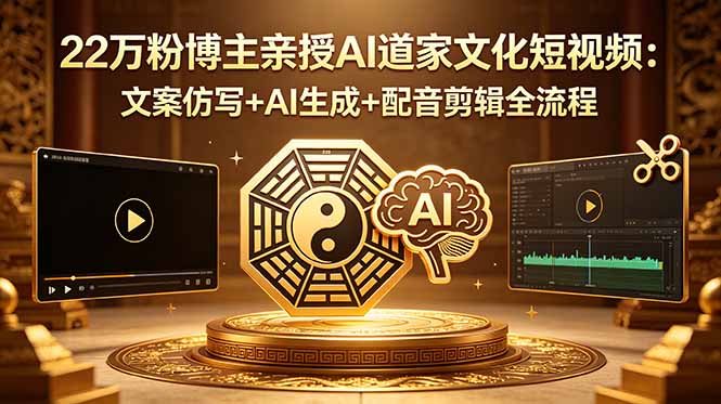 22万粉博主亲授AI道家文化短视频：文案仿写+AI生成+配音剪辑全流程-Ai创业网