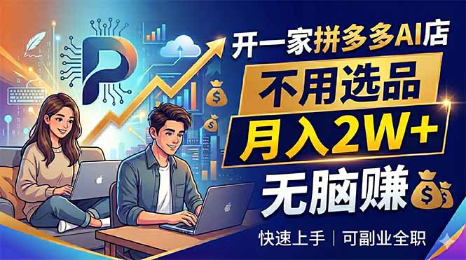 开一家拼多多AI店，不用选品，月入2W+，无脑赚，可副业全职-Ai创业网