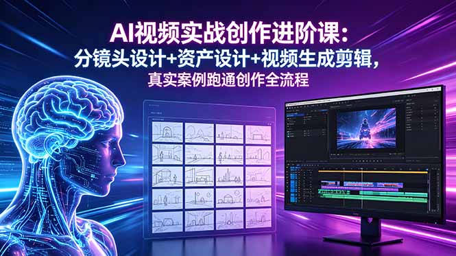 AI视频实战创作进阶课：分镜头设计+资产设计+视频生成剪辑，真实案例跑通创作全流程-Ai创业网