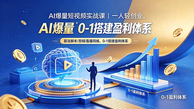AI爆量短视频实战课｜一人轻创业，算法脚本剪辑直播同城，0-1搭建盈利体系-Ai创业网