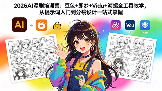 2026AI漫剧培训营：豆包+即梦+Vidu+海螺全工具教学，从提示词入门到分镜设计一站式掌握-Ai创业网