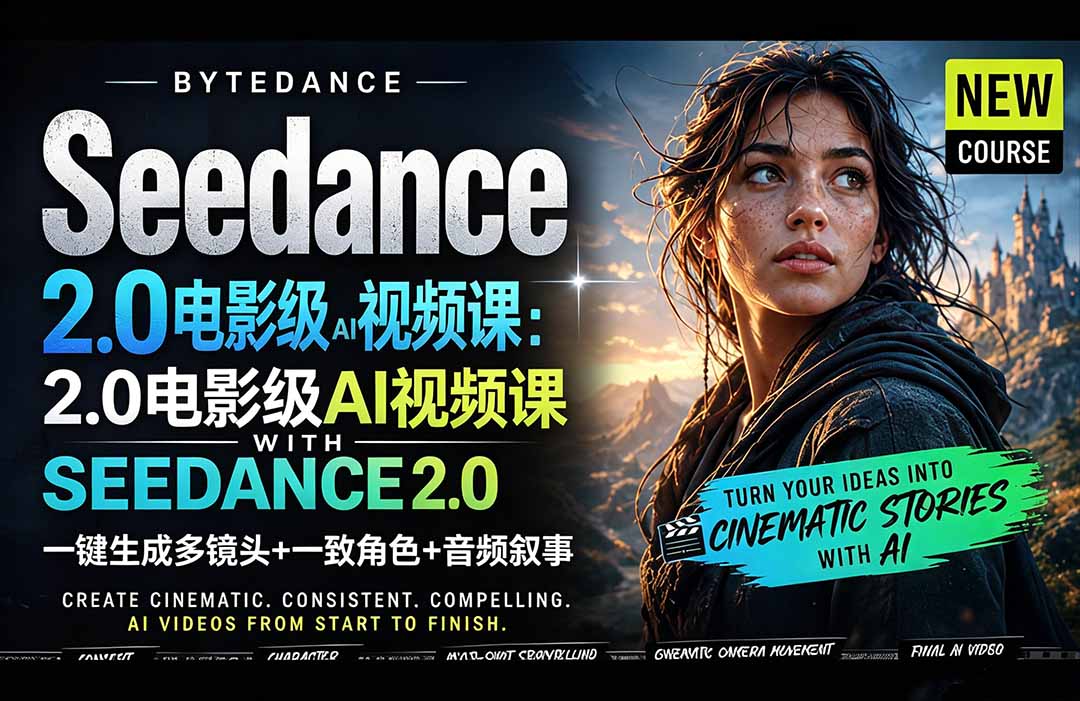 Seedance 2.0电影级AI视频课：一键生成多镜头+一致角色+音频叙事-Ai创业网