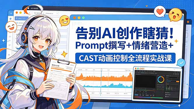 告别AI创作瞎猜！Prompt撰写+情绪营造+CAST动画控制全流程实战课-Ai创业网