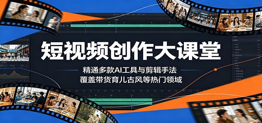 短视频创作大课堂：精通多款AI工具与剪辑手法，覆盖带货、育儿、古风等热门领域-Ai创业网