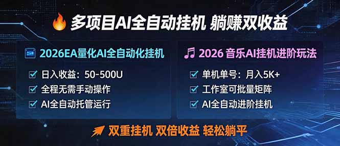 多项目AI自动挂机玩法：双重挂机，双倍收益，轻松躺平-Ai创业网