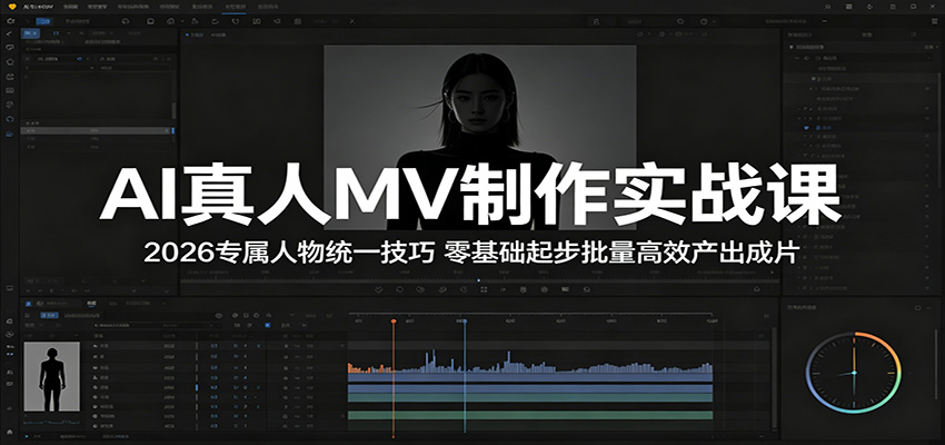AI真人MV制作实战课：2026专属人物统一技巧，零基础起步批量高效产出成片-Ai创业网