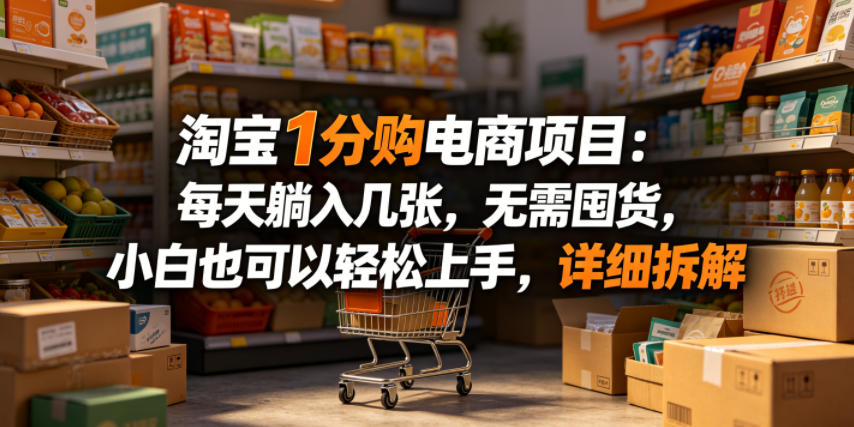 淘宝1分购电商项目：每天躺入几张，无需囤货，小白也可以轻松上手，详细拆解-Ai创业网