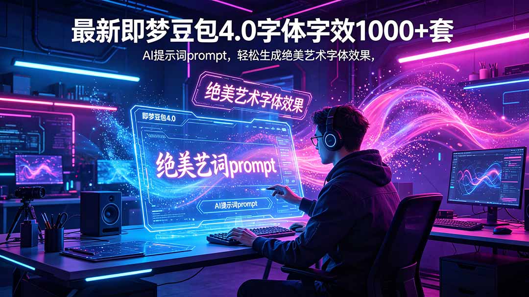 最新即梦豆包4.0字体字效1000+套，AI提示词prompt，轻松生成绝美艺术字体效果-Ai创业网
