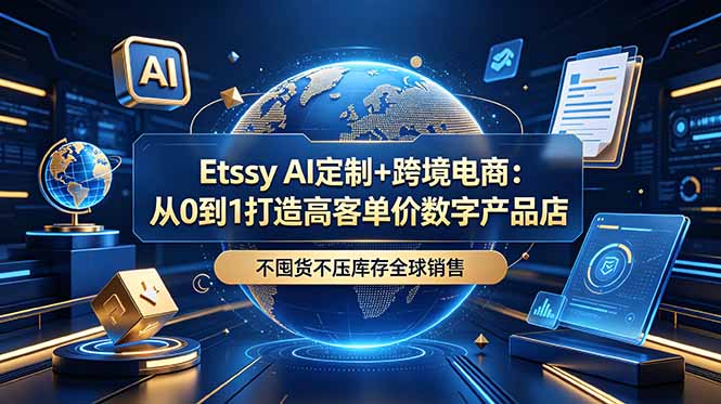 Etsy AI定制+跨境电商：从0到1打造高客单价数字产品店，不囤货不压库存全球销售-Ai创业网