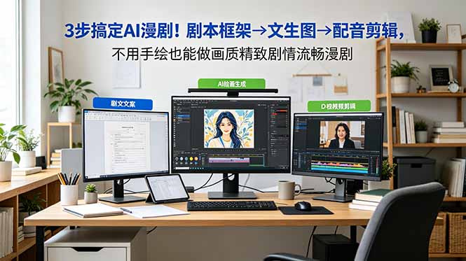 3步搞定AI漫剧！剧本框架→文生图→配音剪辑，不用手绘也能做画质精致剧情流畅漫剧-Ai创业网