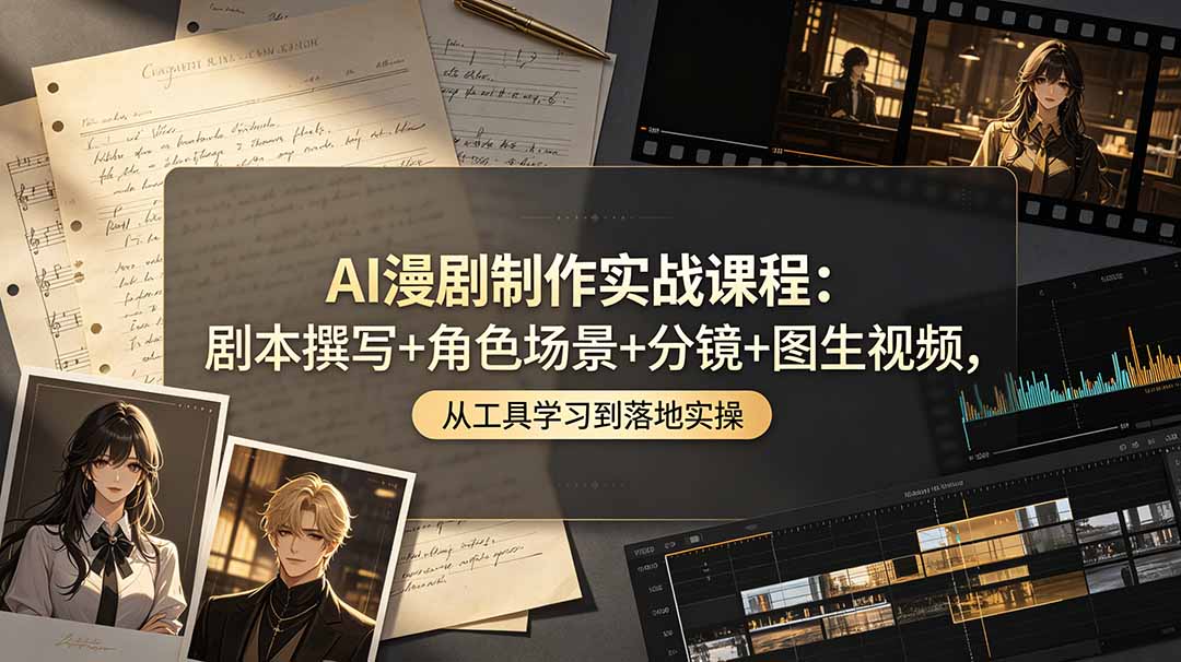 AI漫剧制作实战课程：剧本撰写+角色场景+分镜+图生视频，从工具学习到落地实操-Ai创业网