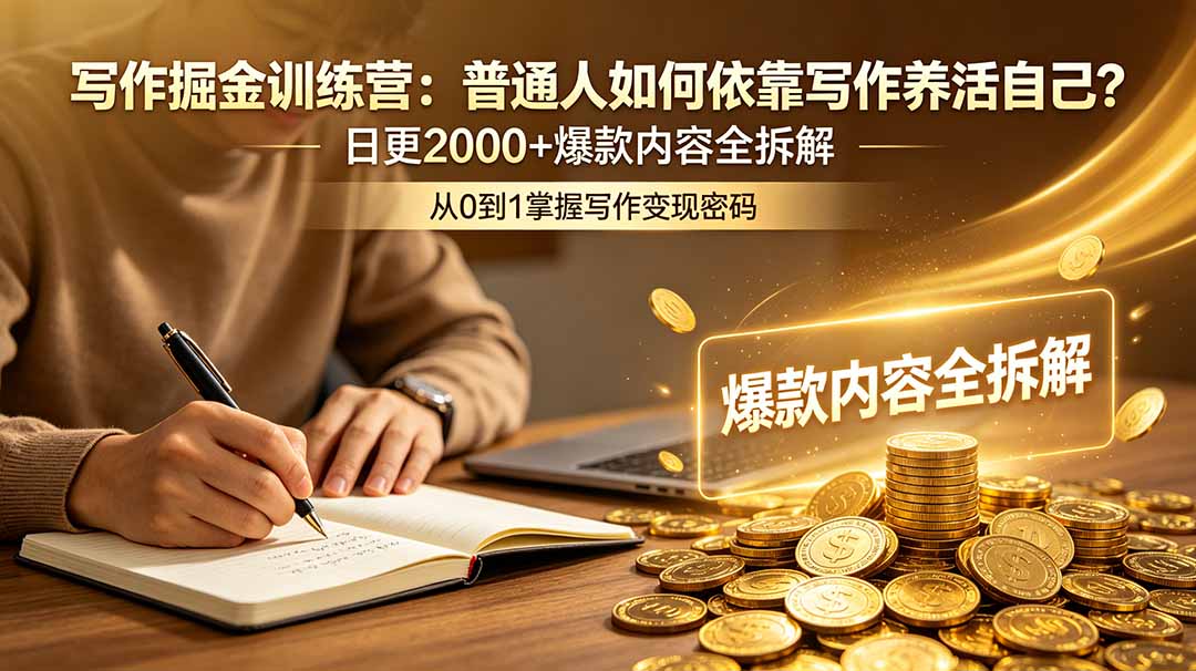 写作掘金训练营:普通人如何依靠写作养活自己?日更2000+爆款内容全拆解-Ai创业网