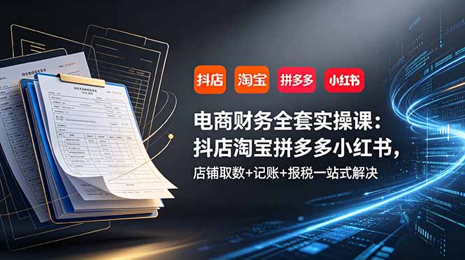 电商财务全套实操课：抖店淘宝拼多多小红书，店铺取数+记账+报税一站式解决-Ai创业网
