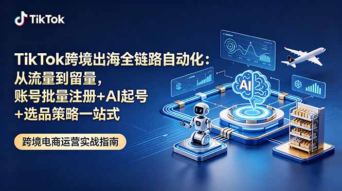 TikTok跨境出海全链路自动化：从流量到留量，账号批量注册+AI起号+选品策略一站式-Ai创业网