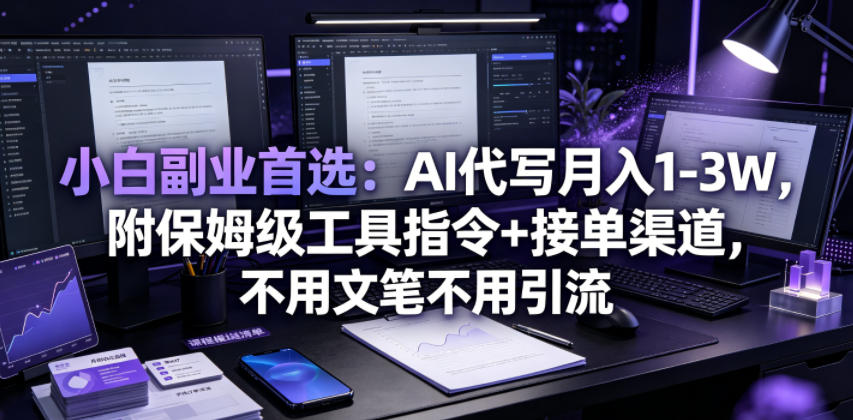 小白副业首选：AI代写月入1-3W，附保姆级工具指令+接单渠道，不用文笔不用引流【揭秘】-Ai创业网