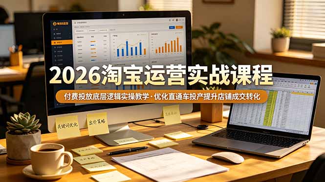 2026 淘宝运营实战课程，付费投放底层逻辑实操教学，优化直通车投产提升店铺成交转化-Ai创业网