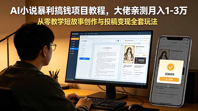 AI小说暴利搞钱项目教程，大佬亲测月入1-3万，从零教学短故事创作与投稿变现全套玩法-Ai创业网