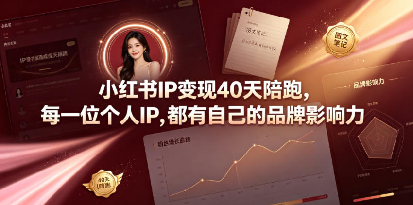小红书IP变现40天陪跑，每一位个人IP，都有自己的品牌影响力-Ai创业网