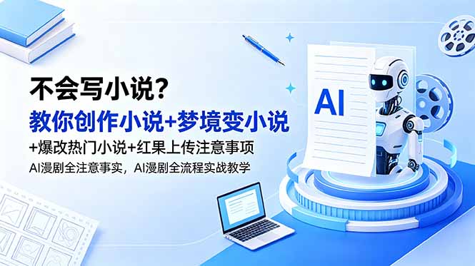 不会写小说？教你创作小说+梦境变小说+爆改热门小说+红果上传注意事项，AI漫剧全流程实战教学-Ai创业网