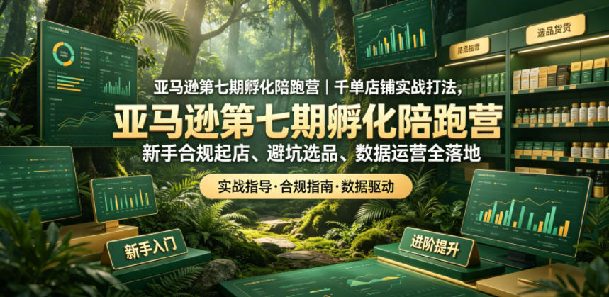 亚马逊第七期孵化陪跑营｜千单店铺实战打法，新手合规起店、避坑选品、数据运营全落地(更新0625)-Ai创业网