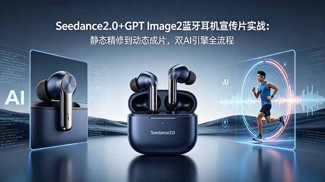Seedance2.0+GPT Image2蓝牙耳机宣传片实战：静态精修到动态成片，双AI引擎全流程-Ai创业网