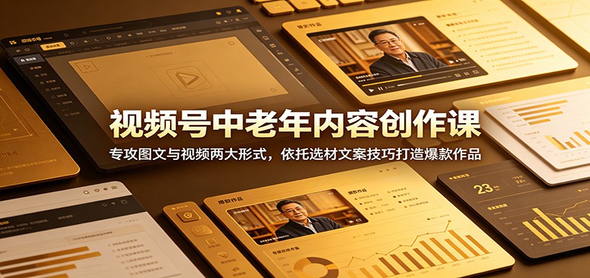 视频号中老年内容创作课：专攻图文与视频两大形式，依托选材文案技巧打造爆款作品-Ai创业网